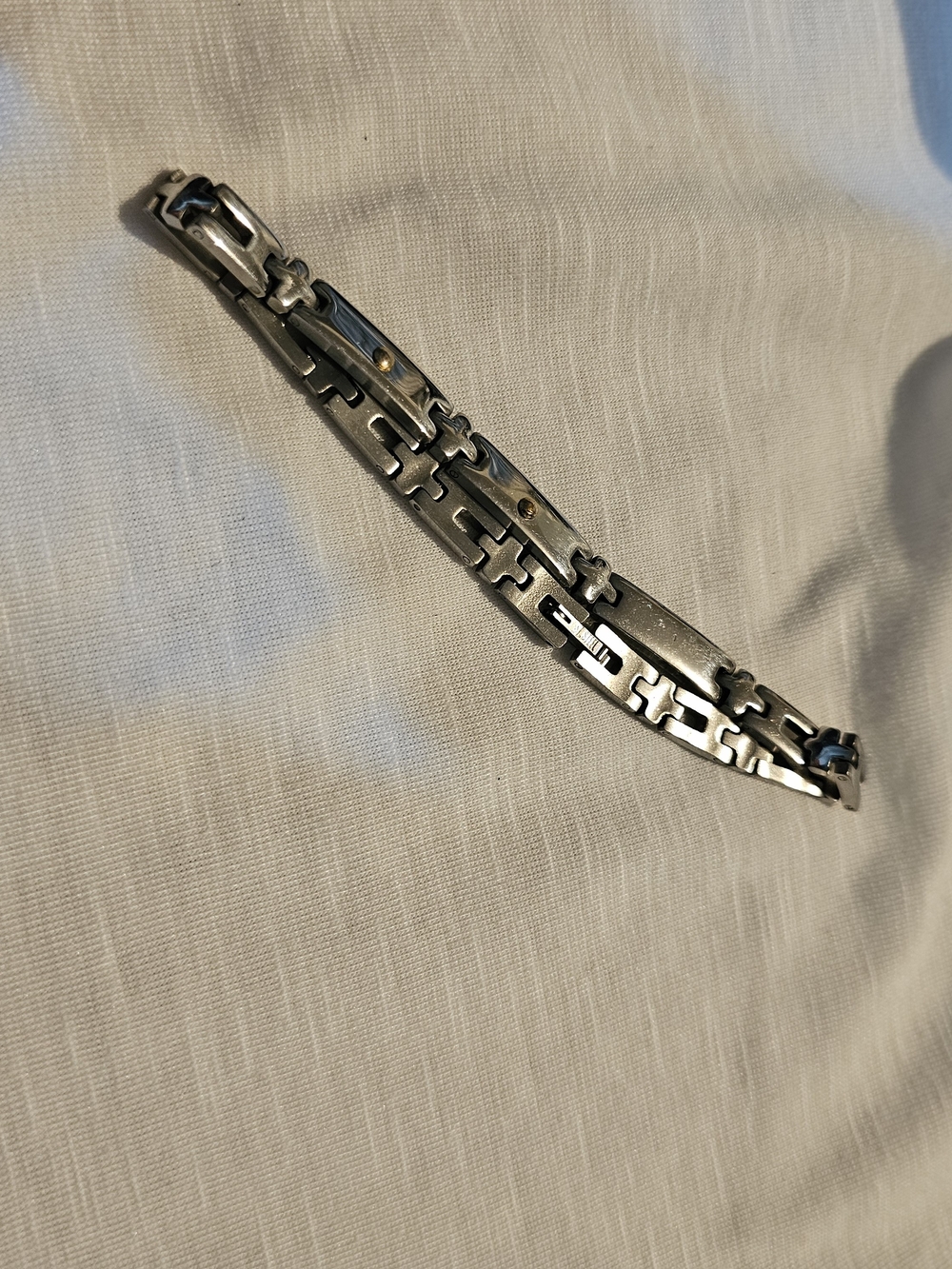 Men's Silver Link Bracelet in Silver with Accent Rivets